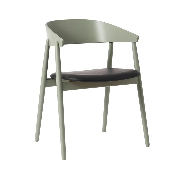 Andersen Furniture - AC2 Chair, beech green RAL 7033 lacquered / PU leather black