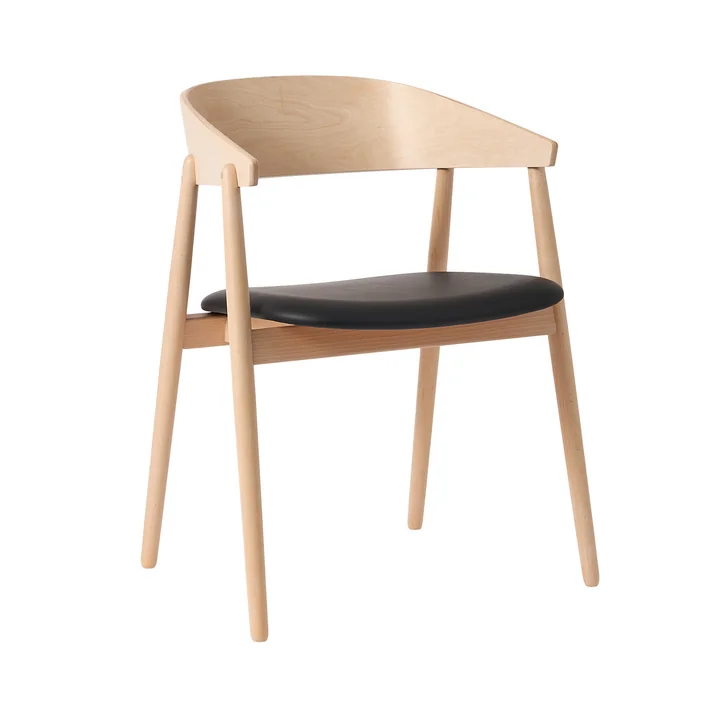 Andersen Furniture - AC2 Chair, white pigmented beech / black PU leather