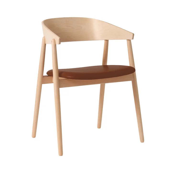 Andersen Furniture - AC2 Chair, white pigmented beech / brown PU leather