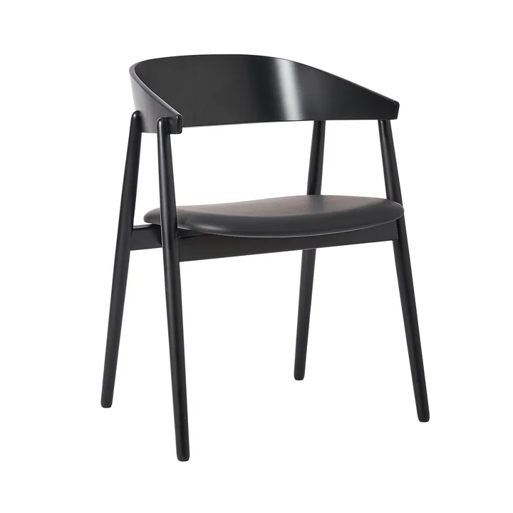 Andersen Furniture - AC2 Chair, black lacquered beech / black PU leather