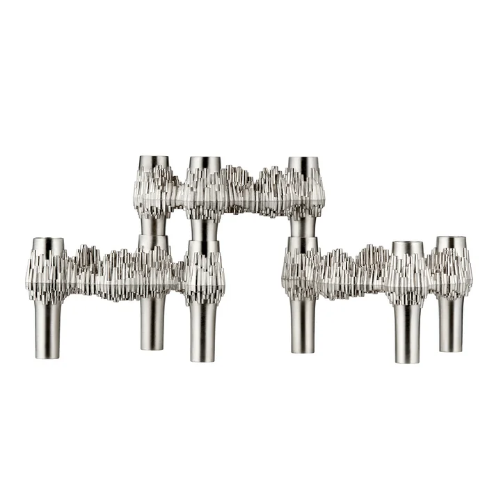 Stoff Nagel - Quist Candle holder, brushed chrome (set of 3)