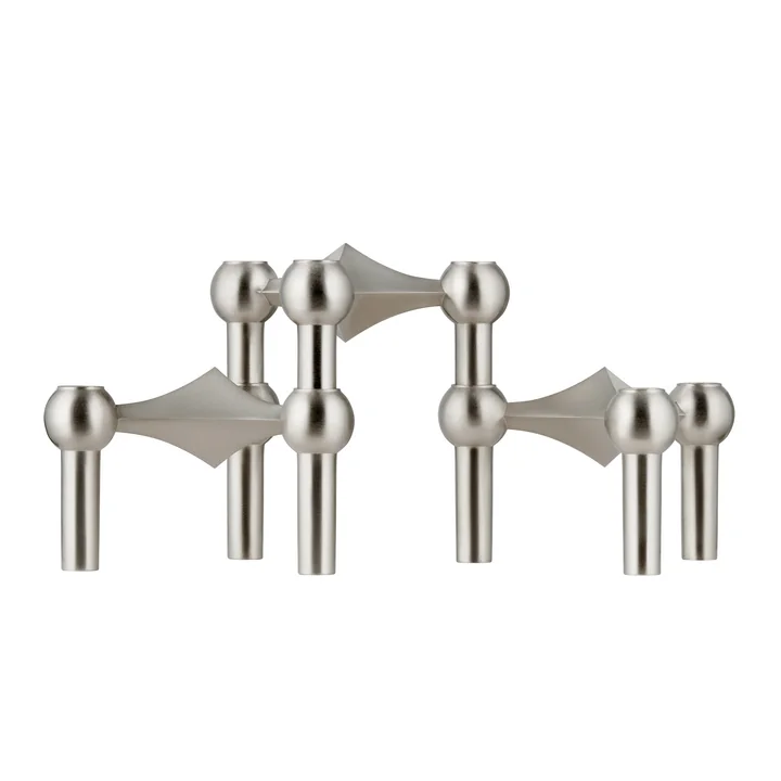 Stoff Nagel - Candle holder, brushed chrome (set of 3)