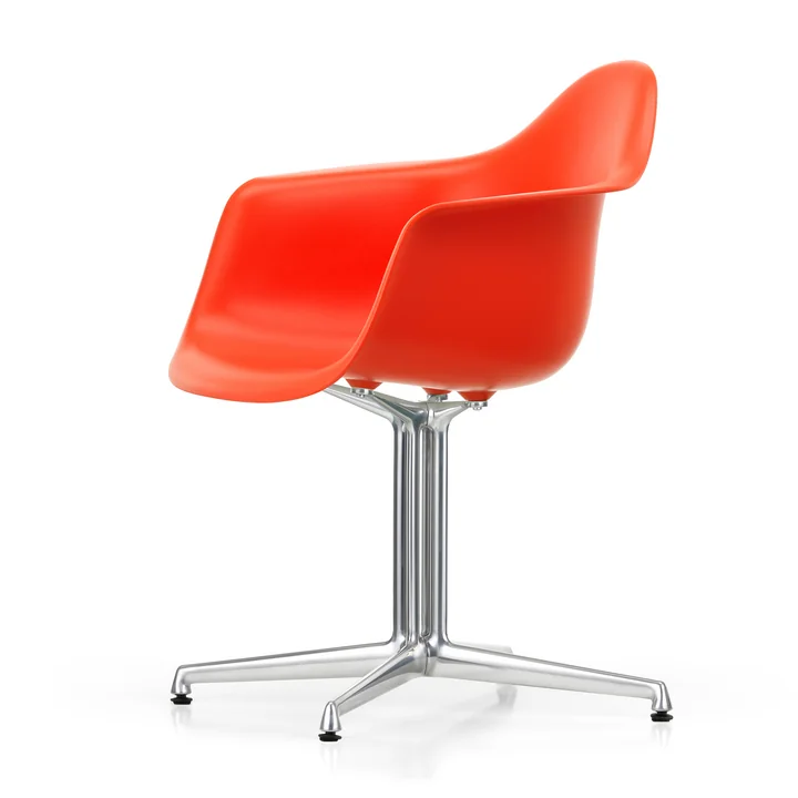 Vitra - Eames Plastic Armchair DAL RE, polished / poppy red (felt glides basic dark)