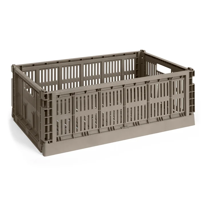 HAY - Colour Crate Basket L, 53 x 34.5 cm, warm gray, recycled