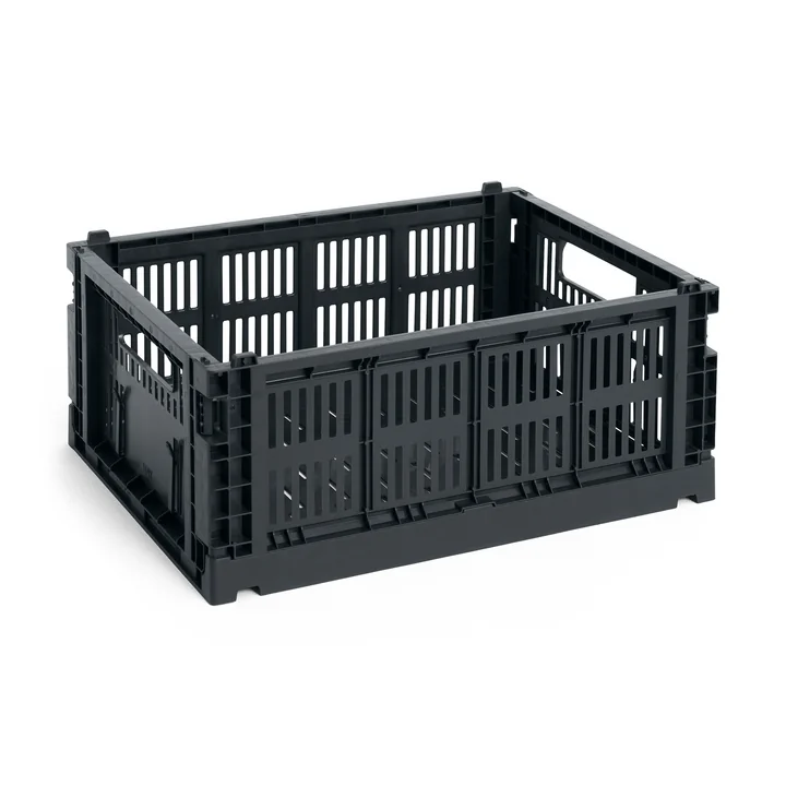 HAY - Colour Crate basket M, 34.5 x 26.5 cm, charcoal, recycled