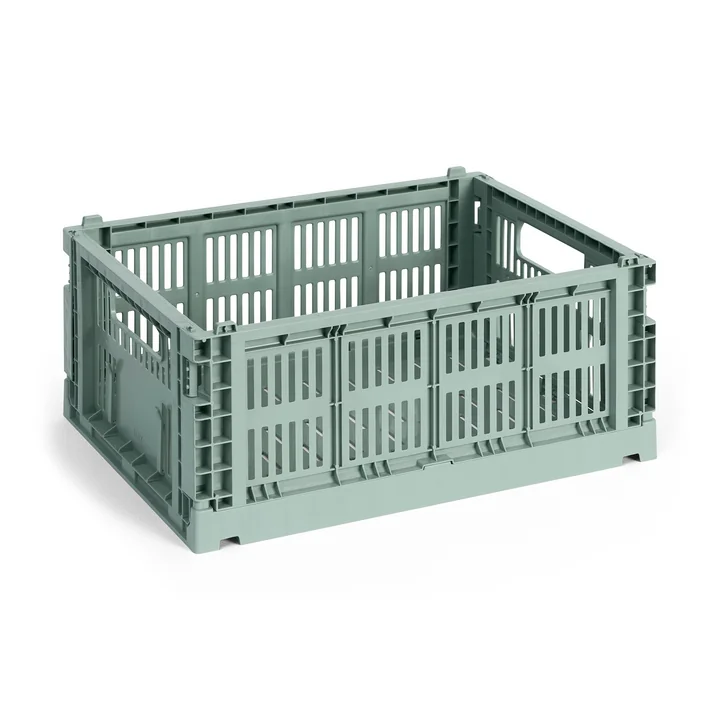 HAY - Colour Crate basket M, 34.5 x 26.5 cm, sage green, recycled