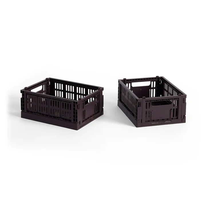 HAY - Colour Crate Basket Mini, 17 x 13 cm, bordeaux, recycled (set of 2)