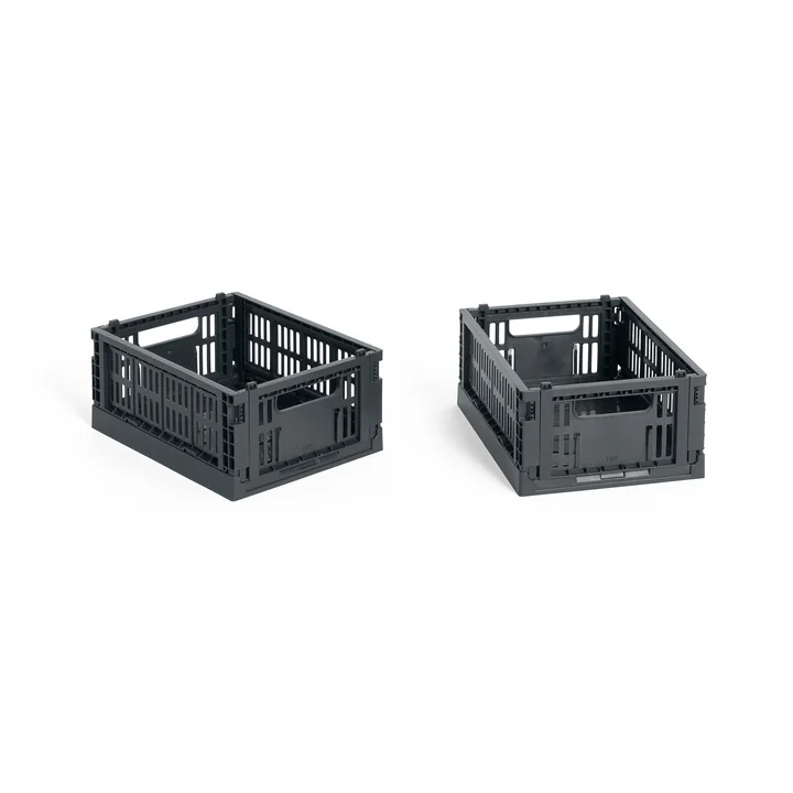 HAY - Colour Crate Basket Mini, 17 x 13 cm, charcoal, recycled (set of 2)