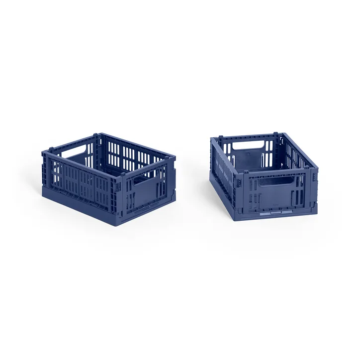 HAY - Colour Crate Basket Mini, 17 x 13 cm, dark blue, recycled (set of 2)