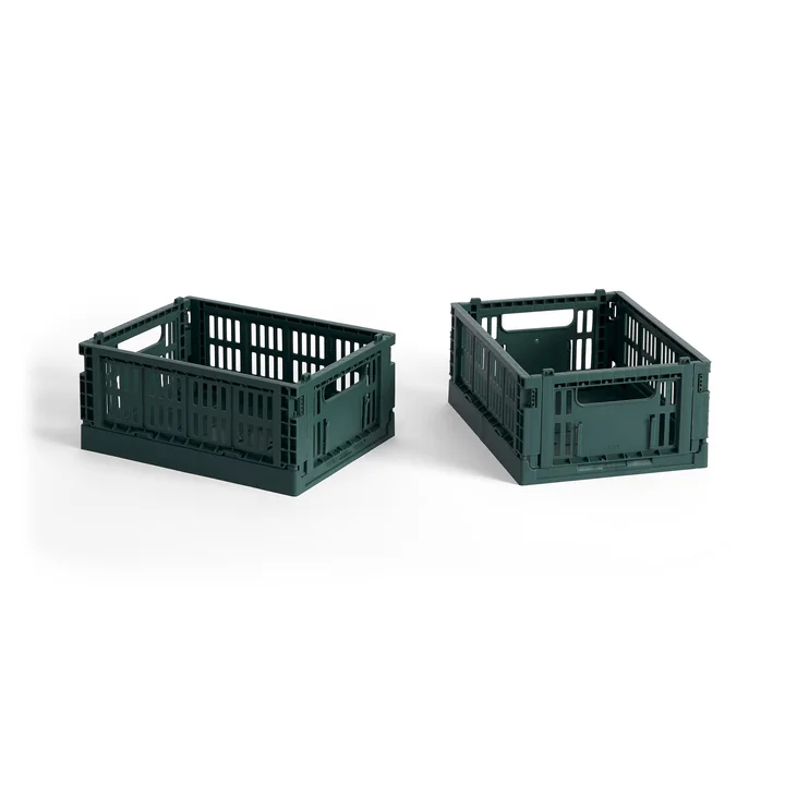 HAY - Colour Crate Basket Mini, 17 x 13 cm, dark green, recycled (set of 2)