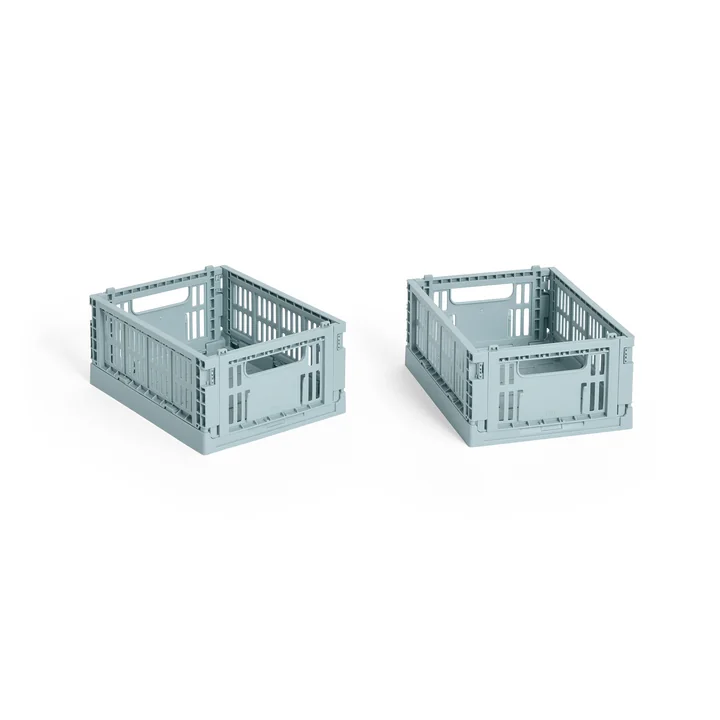 HAY - Colour Crate Basket Mini, 17 x 13 cm, dusty blue, recycled (set of 2)