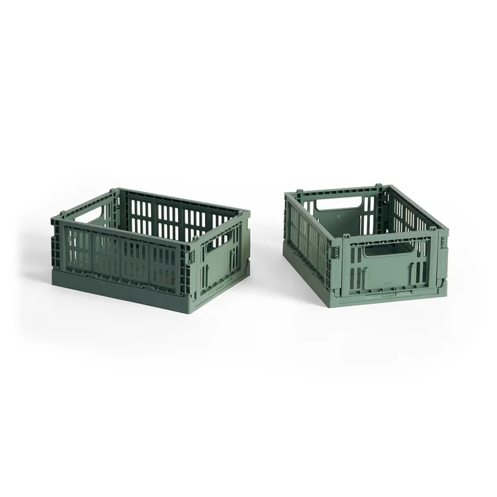 HAY - Colour Crate Basket Mini, 17 x 13 cm, sage green, recycled (set of 2)