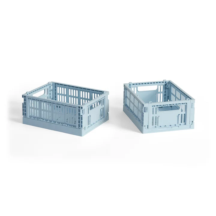 HAY - Colour Crate Basket Mini, 17 x 13 cm, soft blue, recycled (set of 2)