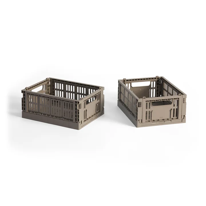 HAY - Colour Crate Basket Mini, 17 x 13 cm, warm gray, recycled (set of 2)