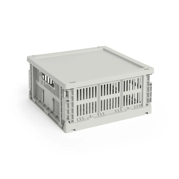HAY - Colour Crate Square M basket, 29.5 x 29.5 cm, gray, recycled with lid