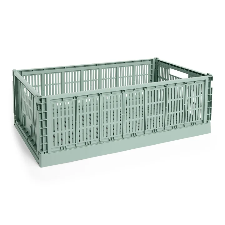 HAY - Colour Crate Basket XL, 68 x 42 cm, sage green, recycled