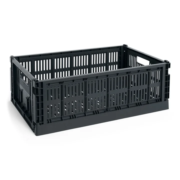 HAY - Colour Crate Basket L, 53 x 34.5 cm, charcoal, recycled