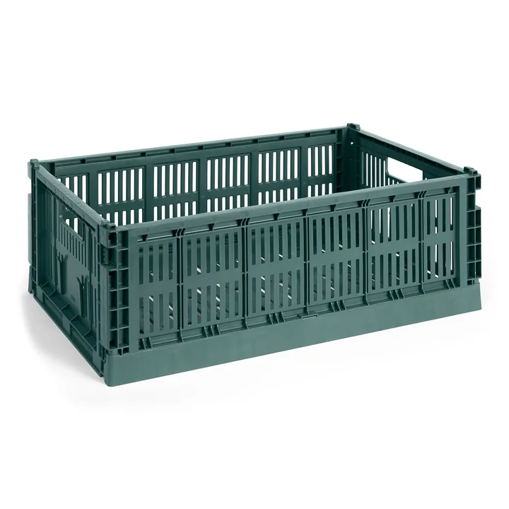 HAY - Colour Crate Basket L, 53 x 34.5 cm, dark green, recycled