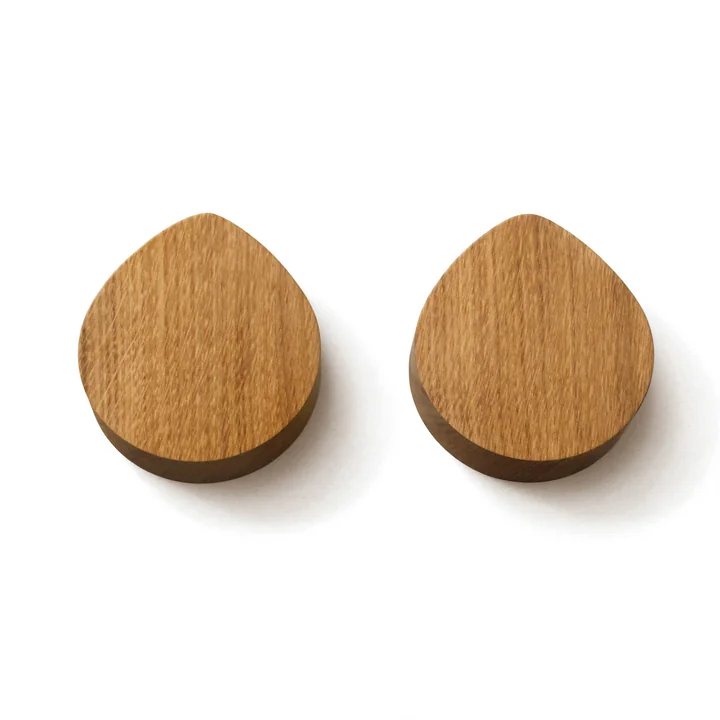 side by side - OI Wall hook L, 9.5 x 8.3 cm, oiled oak (set of 2)
