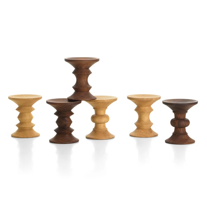 Vitra - Eames Stool, natural chestnut and dark walnut