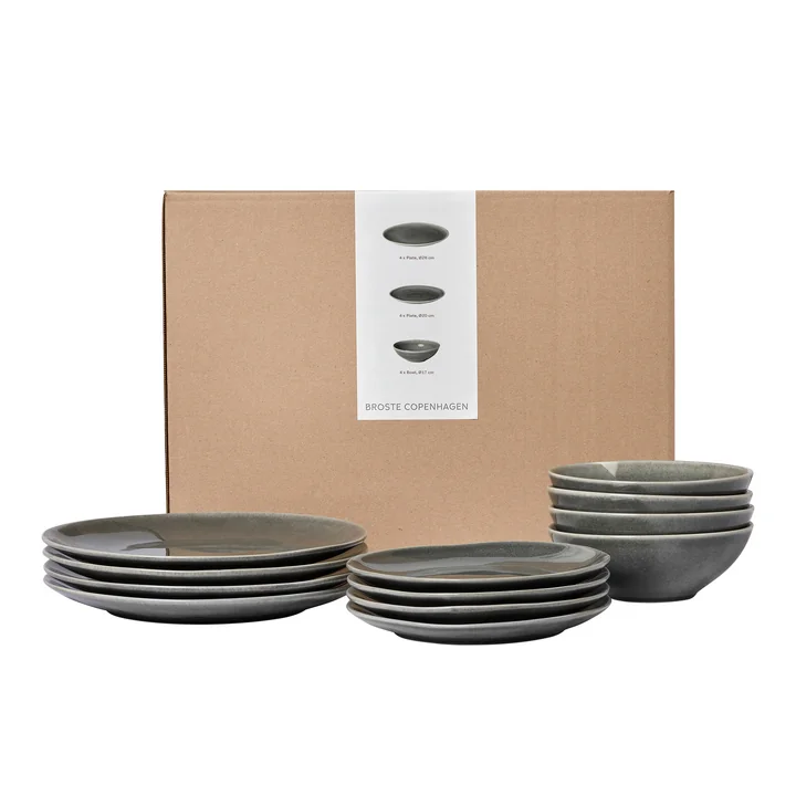 Broste Copenhagen - Nordic Rain Dinner set, (12 pcs.)
