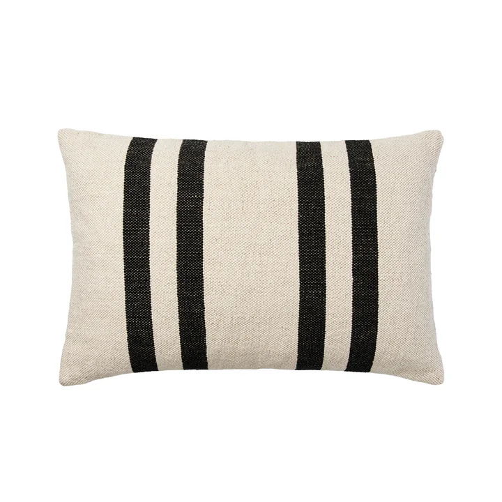 Broste Copenhagen - Sigrun Cushion cover, 40 x 60 cm, light beige / black