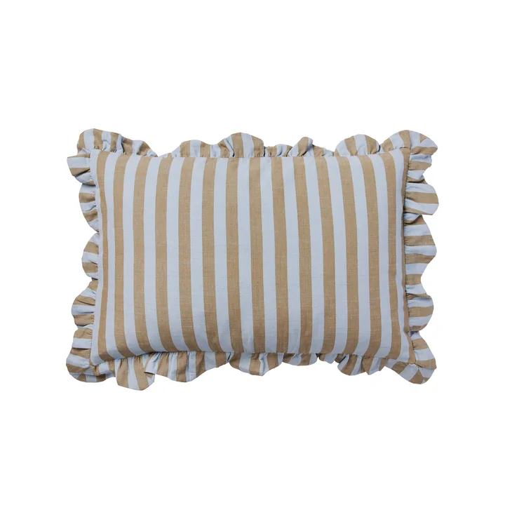 Broste Copenhagen - Ina Cushion cover, 40 x 60 cm, dusty blue / brown kelp