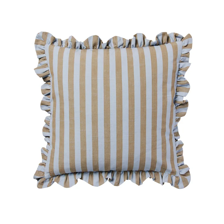 Broste Copenhagen - Ina Cushion cover, 50 x 50 cm, dusty blue / brown kelp