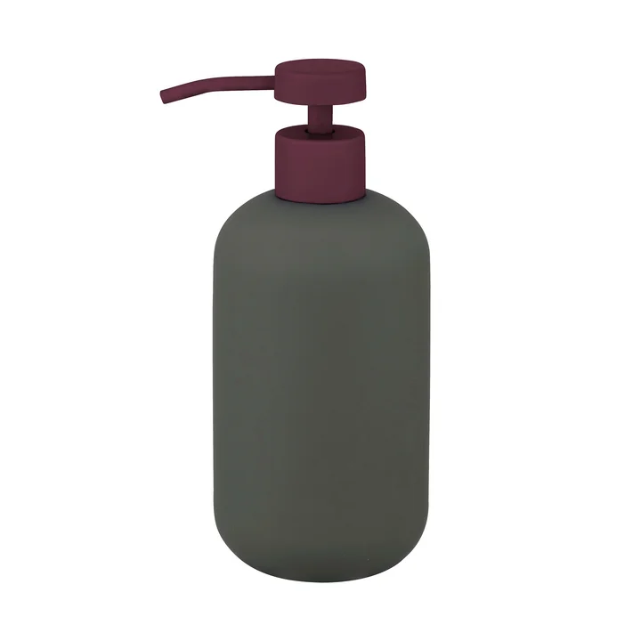 Mette Ditmer - Lotus Play Soap dispenser, h 18 cm, dark olive with wine-red lid