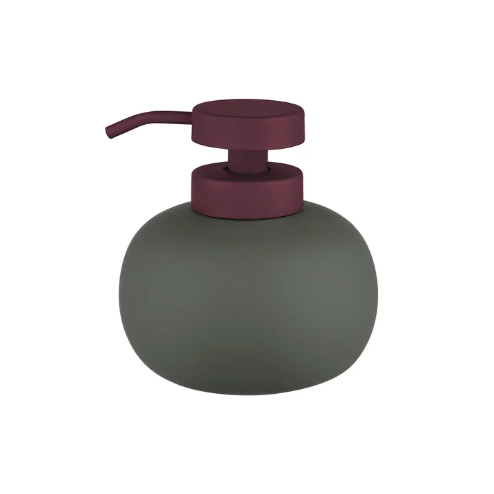 Mette Ditmer - Lotus Play Soap dispenser, h 13 cm, dark olive with wine-red lid
