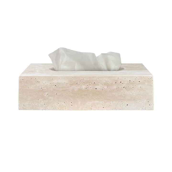 Mette Ditmer - Travertine cosmetic tissue box, linen