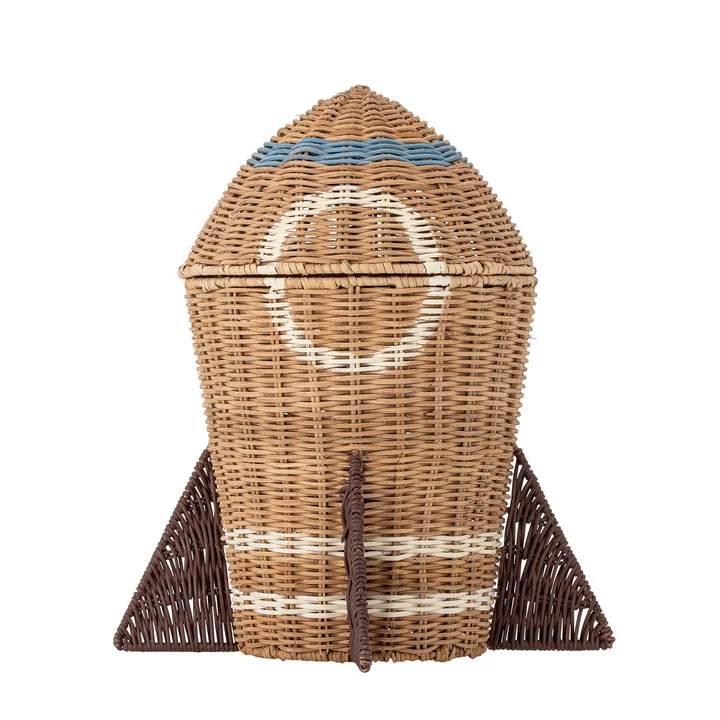Bloomingville Mini - Space Basket with lid, H 35 cm, natural rattan