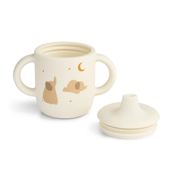 LIEWOOD - Neil Silicone sippy cup, elephant / creme de la creme
