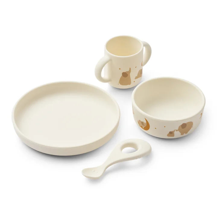 LIEWOOD - Vivi Silicone tableware set, farm, butterfly / apple blossom (set of 4)
