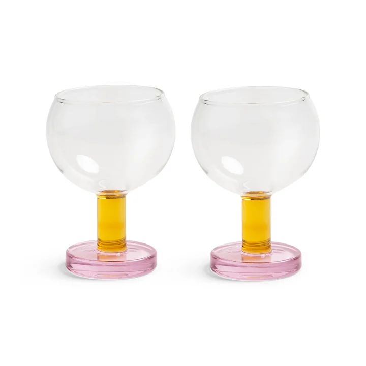 and klevering - Cantine Coupe glass, 200 ml, pink / multicolored (set of 2)