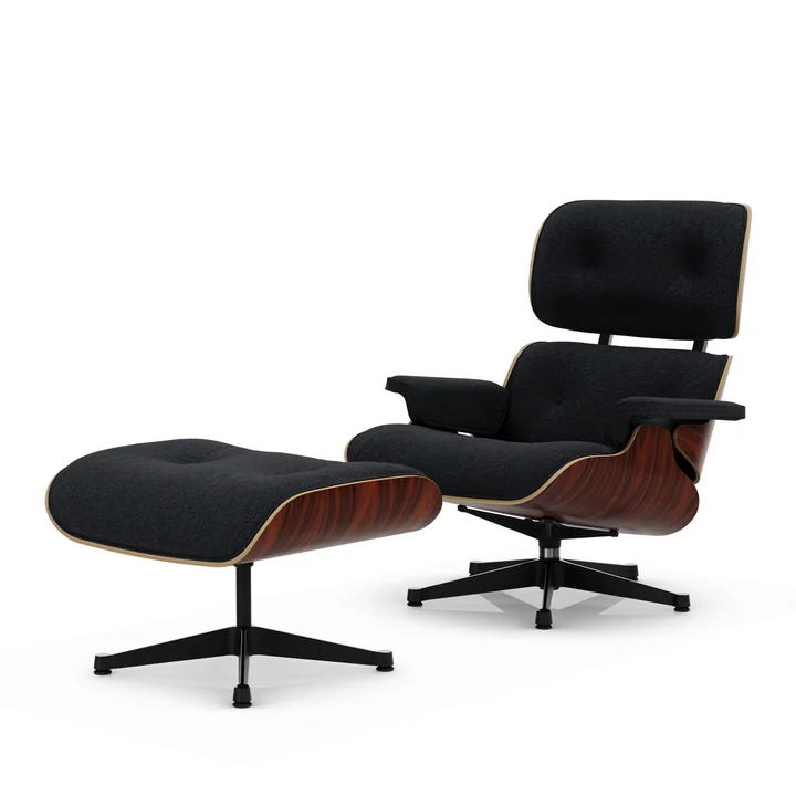 Vitra - Lounge Chair & Ottoman, black / polished, Santos rosewood, Nubia, anthracite / black
