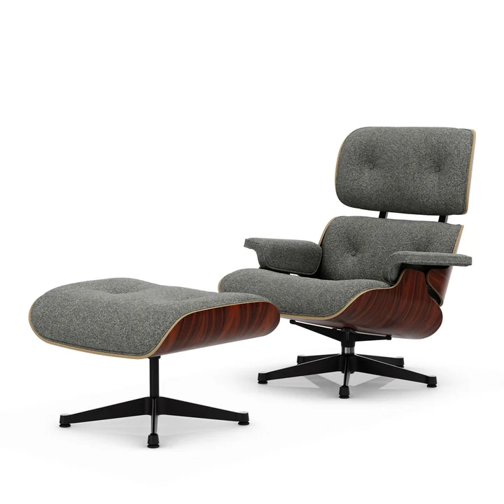 Vitra - Lounge Chair & Ottoman, black / polished, Santos rosewood, Nubia, salt'n pepper