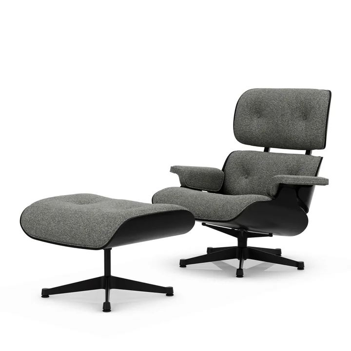 Vitra - Lounge Chair & Ottoman, black, chestnut black, Nubia, salt'n pepper