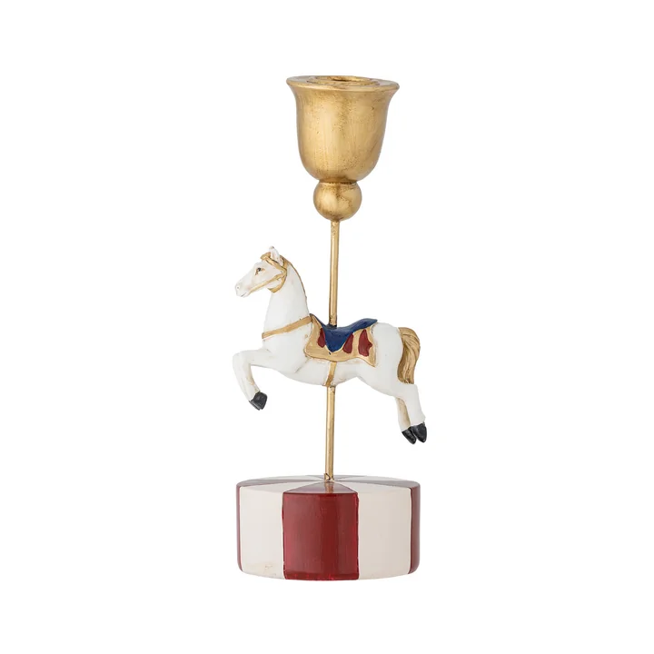 Bloomingville - Merry-go-round Candle holder, Ø 7 x H 20 cm, gold / white
