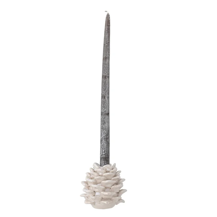 Bloomingville - Pine Candle holder, Ø 10.5 x H 10 cm, white