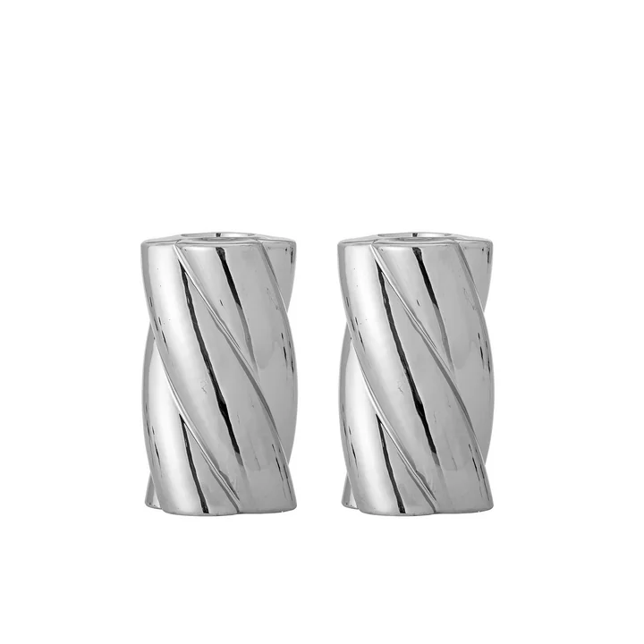 Bloomingville - Silvia Candle holder, silver (set of 2)