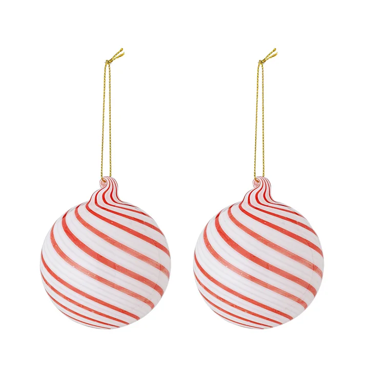 Bloomingville - Zwirl Christmas tree baubles, Ø 8 cm, red (set of 2)