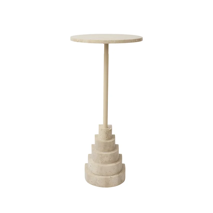 AYTM - Solum side table Ø 32 x H 67 cm, sand / travertine