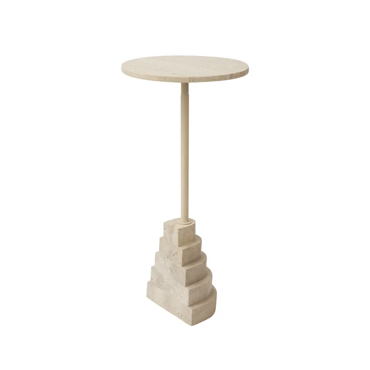 AYTM - Solum side table Ø 32 x H 67 cm, sand / travertine