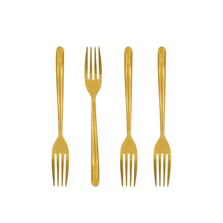 Nicolas Vahé - Cake fork, antique gold finish (set of 4)