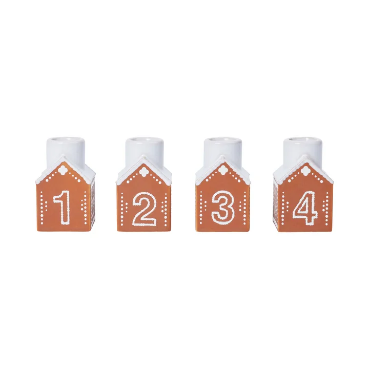 Kähler Design - Gingerbread Advent candle holder, brown (set of 4)