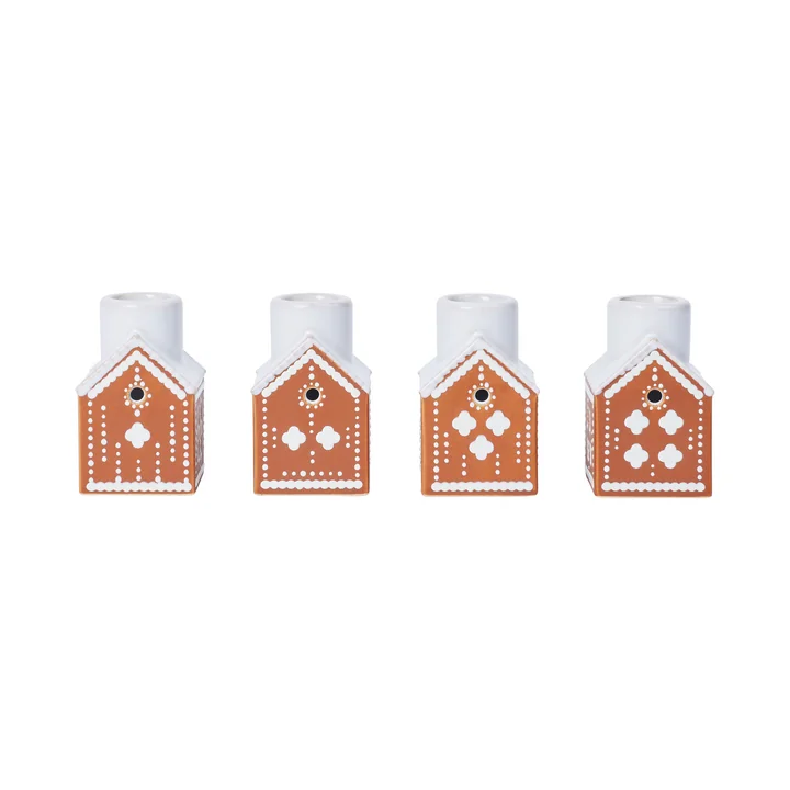 Kähler Design - Gingerbread Advent candle holder, brown (set of 4)