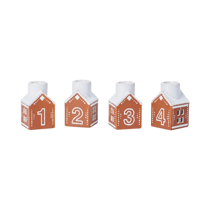 Kähler Design - Gingerbread Advent candle holder, brown (set of 4)