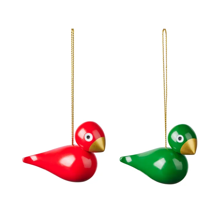 Kay Bojesen - Bird Christmas decoration, red / green (set of 2)