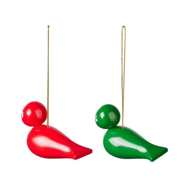 Kay Bojesen - Bird Christmas decoration, red / green (set of 2)